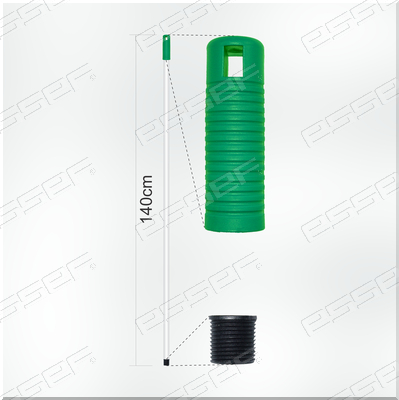 Glasfiberstiel 1,40 m - weiss/grüner Griff